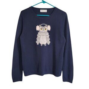 Kate Spade Broome Street Navy Blue Owl Sweater Pullover - Medium